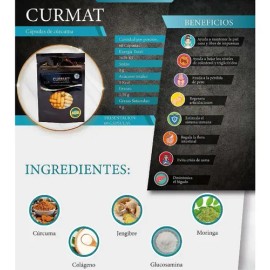 Curmat Cúrcuma Jengibre Colágeno Glucosamina 60 Cápsulas                                                                                              