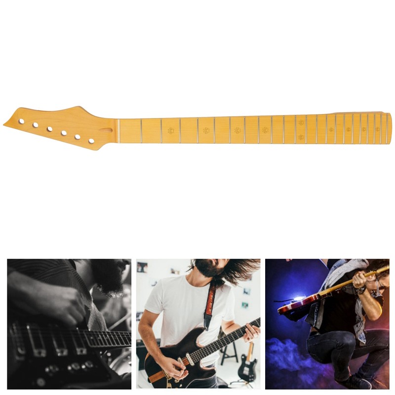 Electric Guitar Neck Yellow Maple Wood 22 Frets Musical Instrument