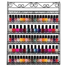 PANA 6 Tier Wall Mounted Metal Rack Shelf, Versatile Organizer for Nail Polish, Essential Oils, Kitchen Spices, and Craft Hobby Items, Sturdy Storage with Decorative Design (Black, 1pc)