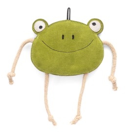 Fuzzl Eco Leather Lily Frog Natural and Tough Dog Toys - Long Lasting Chew Toys for Aggressive Chewers - Strong Dog Toy for Dogs and Puppy