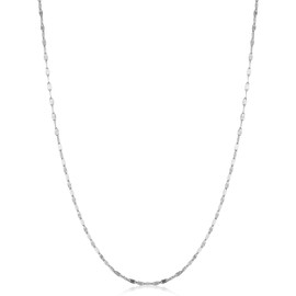 Kooljewelry 14k White Gold Filled Star Flat Link Chain Necklace (1.5 mm, 24 inch)