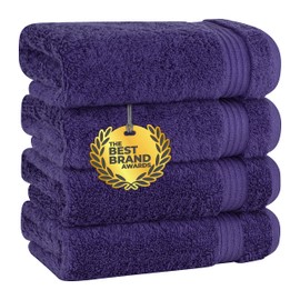 Cotton Paradise Hand Towels for Bathroom, 100% Turkish Cotton 16x28 inch 4 Piece Hand Towel Set, Soft Absorbent Face Towel Clearance Set, Purple Hand Towels