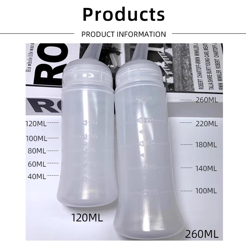 2pcs Hair Bottle,Dye Empty Squeeze Bottle,Hair Dye Bottle with Tip