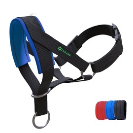 Dog Head Collar with Padded Fabric, Head Harness for Dogs, Anti pulling Head Halter Collar, Adjustable and Easily Control (L,Blue)