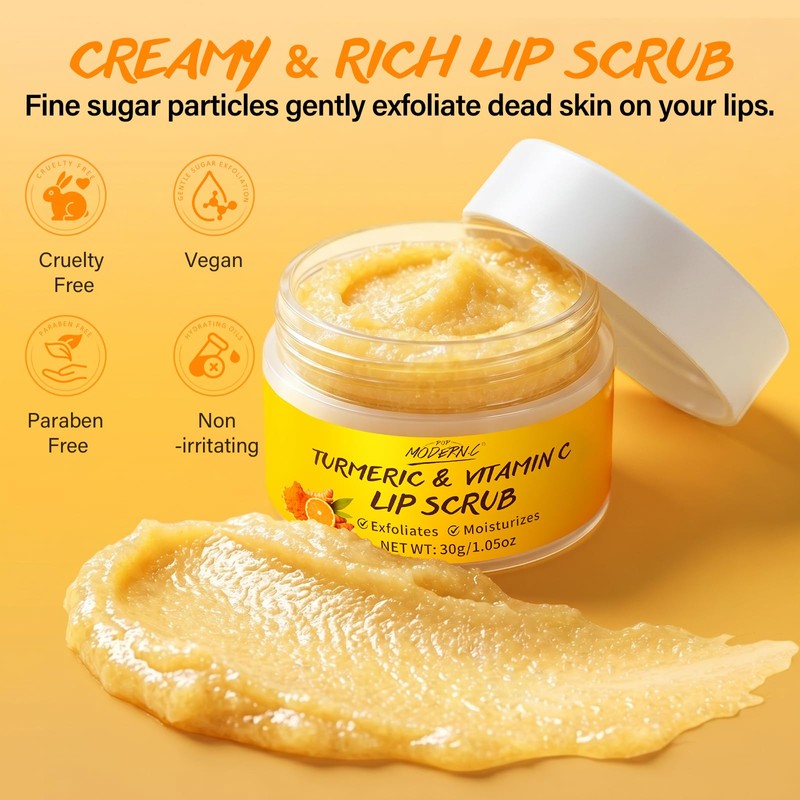 Turmeric Lip Scrub for Dark Lips Vitamin C Lip Scrubber