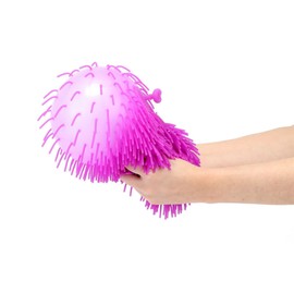 Pufferz Buffer Ball for Children 23 cm Ball Crushing Ball Fringe Play Ball for Throwing Games Purple