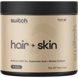 Switch Nutrition Hair + Skin GHK-Cu, Hyaluronic Acid + Marine Collagen Cap X 60