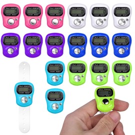 Pack of 18 Finger Counters, Electronic Counter, Hand Counter, Row Counter, Finger Counter, Electronic Finger Counter, Mechanical Hand Counter, Finger Counter for Knitting, Weaving, Sports, Golf