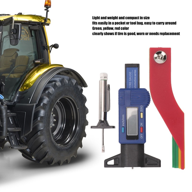 Digital Tire Tread Gauge Color Coded Depth Measurement Tool Handheld