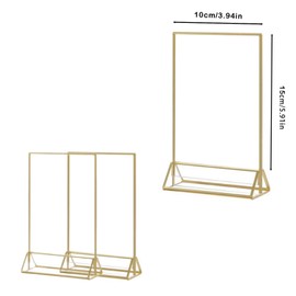 Hoshisea Pack of 3 Acrylic Table Stands, Gold Place Card Holder, Acrylic Table Stand, Menu Card Holder, for Advertising Displays, Photo Placements, Menu Displays