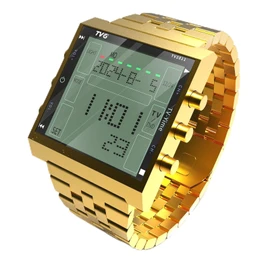 TVG Men's Digital Watch,Military Sports Waterproof LED Watch with Remote Alarm,Stopwatch and Digital TV,Fashion Casual Wrist Tactical Army Watch for Men (Gold)