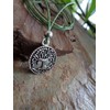 ✿ Moss green chain necklace tree of life forest disc