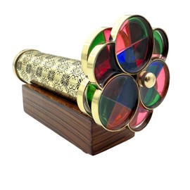 Handcrafted Etched Floral Brass Kaleidoscope – Vintage Lacquered Collectible with Dual Turning Wheels – Antique Decorative Gift for kids – Perfect for Thanksgiving, Christmas, or Holiday Gifting