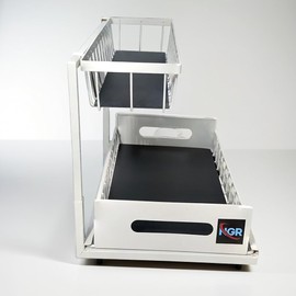 NGR UNDER SINK ORGANIZER (WHITE) FOR Kitchen, Bathroom Cabinet, Under sink rack, Pull out and in Easily, Cabinet Storage shelves, Multi-Purpose Storage Shelf :-