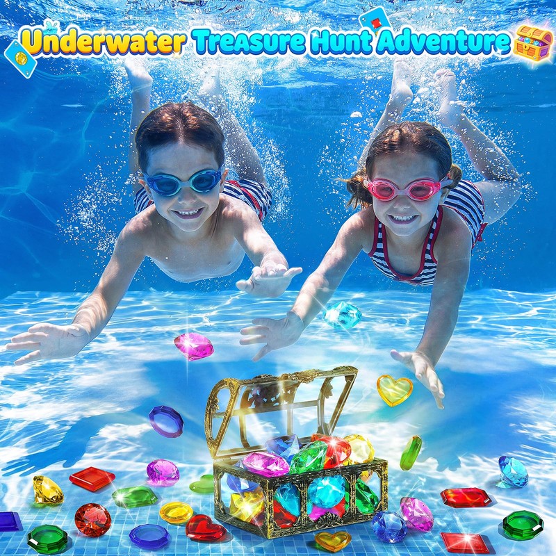 Diving Toys for Kids, Seek Treasure Underwater Pool Gem Hunt