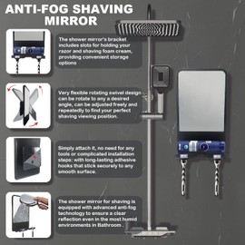 Infitrans Shower Mirror for Shaving Fogless with Multifunctional Storage for Razor and Shaving Foam Canister,Adjustable Angle Mirror