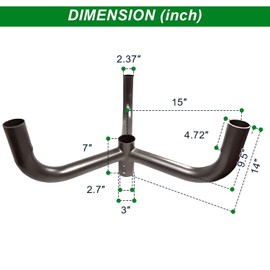 Triple 120 Degree Bullhorn Tenon Adapter for 3 Light Fixtures with 2 3/8" Slip Fitter, Mounting Bracket LED Parking Lot Light, Outdoor Shoebox LED Street Pole Light, Dark Bronze