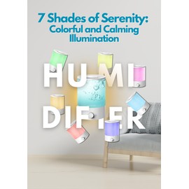 MegaWise Topfill 7-colour Night light humidifier for Kid bedroom with 3.5L Large Capacity, No leakage Design Fine Mist Output Auto Shutoff, Essential Oil Safe Tank