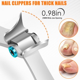 Toenail Clippers for Thick Toenails for Seniors, Slanted Ingrown Nail Clippers with Wide Jaw Opening, Mess Free Straight Nail Clippers with Catcher, Heavy Duty Thick Fingernail Clipper for Men Adult