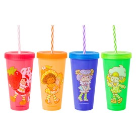 Silver Buffalo Strawberry Shortcake and Friends 24oz 4 pack Color Change Plastic Tumbler