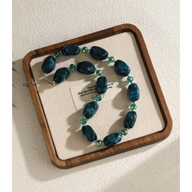 Errally Chunky Beaded Choker Necklaces for Women Large Beads Statement Necklace Collar Costume Jewelry Gifts for Her(Dark Green)