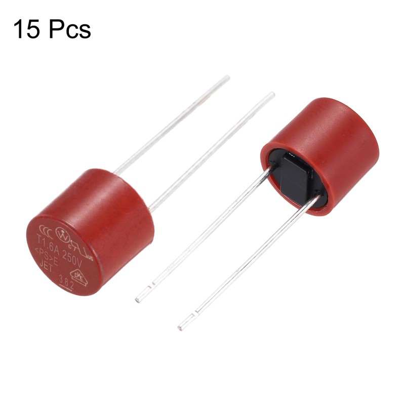 sourcing map 15Pcs Cylindrical DIP Mounted Miniature Round Slow Blow
