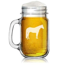 16oz Mason Jar Glass Mug w/Handle Quarter Horse