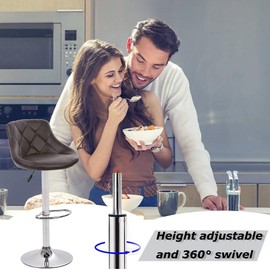 Better Choicet Bar Stools Set of 2, Barstools with Height Adjustable, Chairs Back PU Leather, Modern Swivel Stool Kitchen Counter Dining Chairs, Brown, 19 x 15 x 40 inch