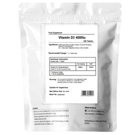 UKHealthHouse Pure High Strength Vitamin D3 4000IU Tablets - Help Bones & Teeth Health, Immune System Support, Vegetarian Supplement, Non GMO (500)