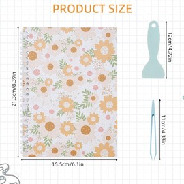 NICENEEDED 6 x 8.4 Inch Sticker Book Scrapbook Yellow Sticker Storage Book with 100 Sheets Blank Divider Paper Reusable Sticker Organiser Notepads with Tools