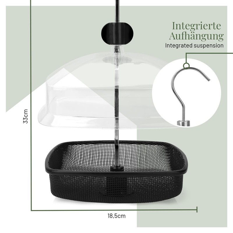 WILDLIFE HOME Mealworm Feeder - Bird Feeder with Rain Cover