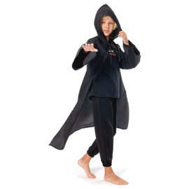 Knight Tunic Robe Costume Kids Renaissance Cosplay Black Cloak with Hood Robes Outfits for Boys