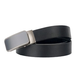 EnjoIt G5030 Men's Business Belt, Auto Lock, Large Size, Genuine Leather, No Holes, Stepless Adjustment, Leisure, Fashion, Multi-Size Suit, Gun color + black