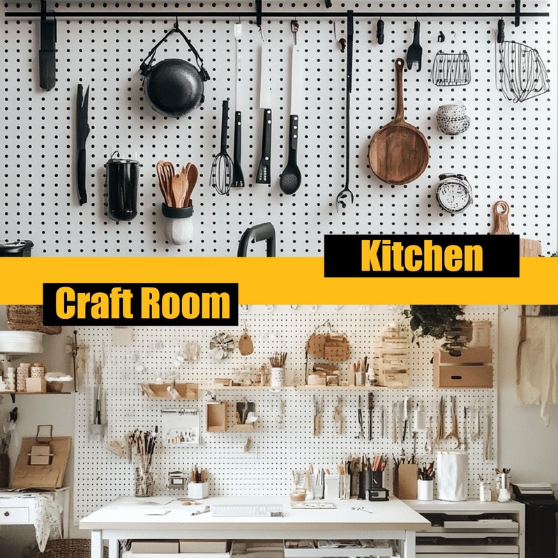 Spampur Peg Board, 6 Pack Metal Pegboard Panels White Pegboards