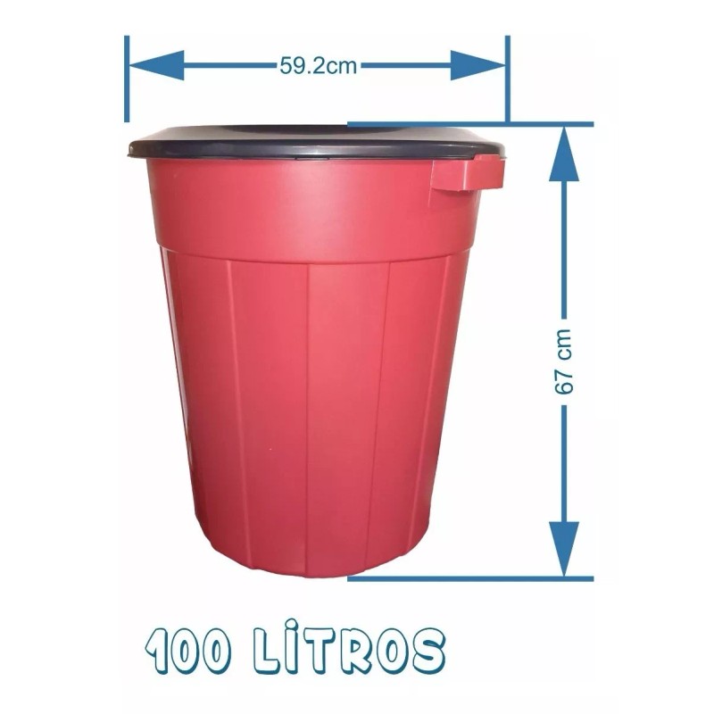 Boris Cesto De Platico Con Tapa Capacidad De 100 Litros