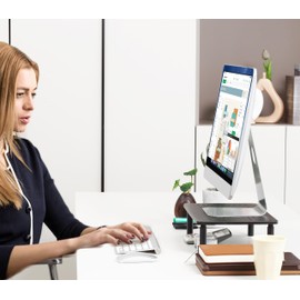 Monitor Stand for Desk Monitor Riser ,Adjustable Laptop Riser,Desk Organizer Desktop Printer Laptop Storage Shelf,Mesh Metal Computer Item Stand (one piece) (1 piece)