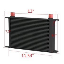 PIT66 25 Row AN10-10AN Universal Aluminum Engine Transmission Oil Cooler Kit+ Oil Filter Relocation Kit Black A Set