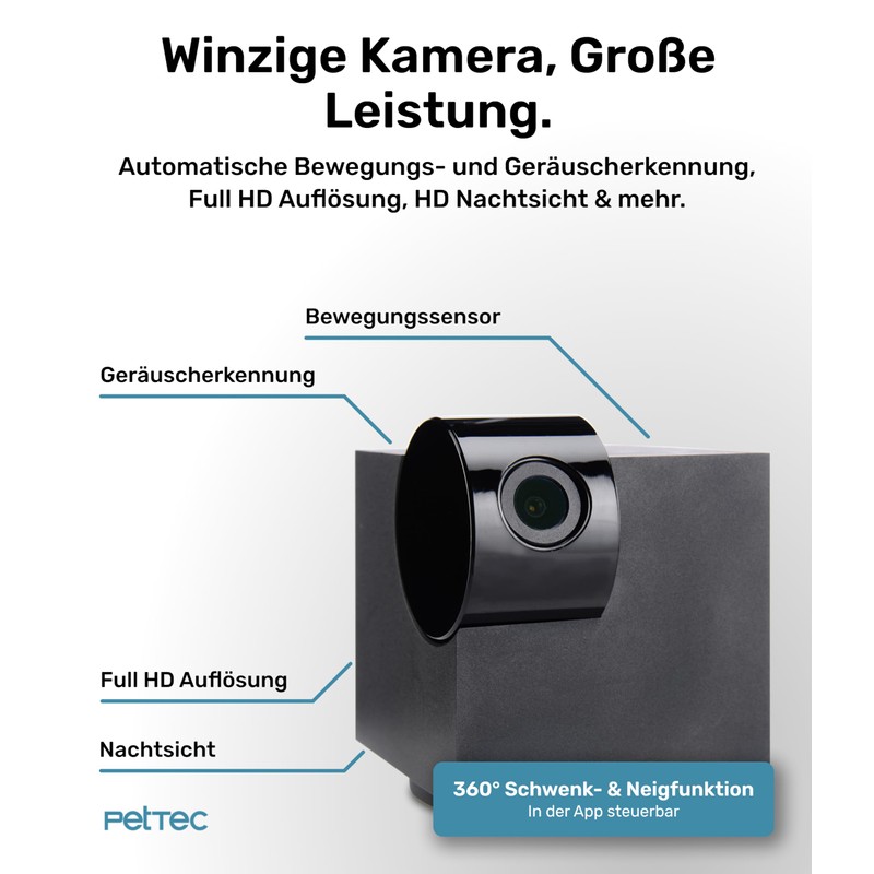 PetTec CCTV Camera Full HD 360° WiFi Night Vision Automatic