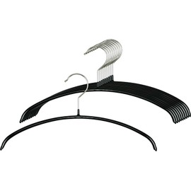 MAWA 10 Pack Kids Clothes Hangers Space Saving Non-Slip Top Hangers for T-Shirts and Sweaters, 360° Rotation, High Quality Non-Slip Coating, 30 cm, Black