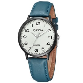 CIVO Men's Watches Women's Watch Leather Strap Analogue Quartz Waterproof Large Numbers Easy to Read Wristwatches Men Women for Gift Sport Outdoor, Women's blue, Strap.