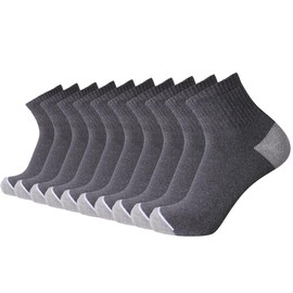 EnerWear 10P Pack Men's Cotton Moisture Wicking Cushion Low Cut Socks (10-13/Shoe: 6-12, DarkGrey)