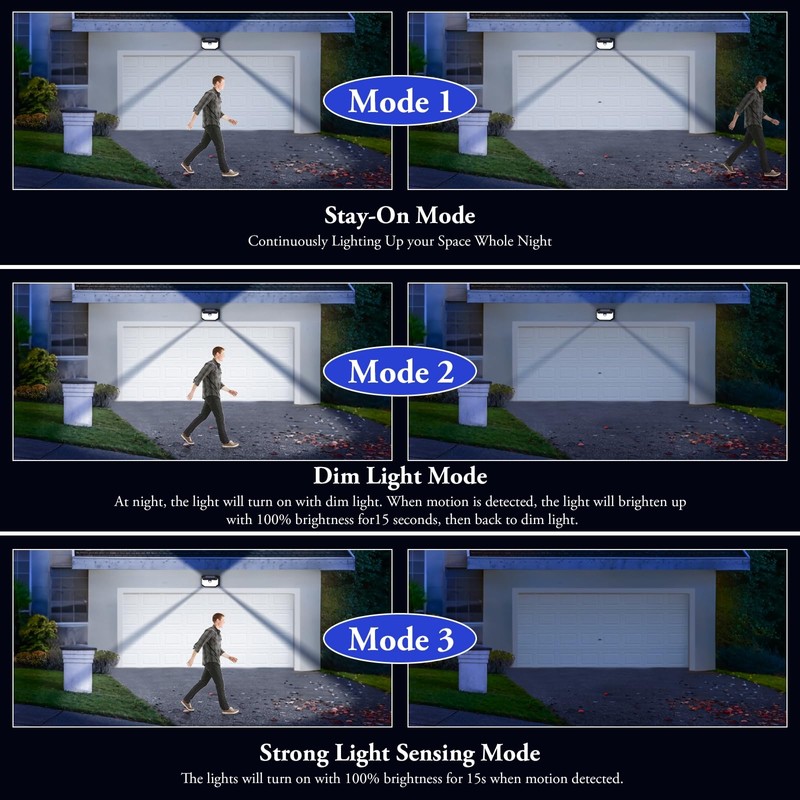6-Pack Solar Wall Lights Outdoor with 3 Modes & Reflector,