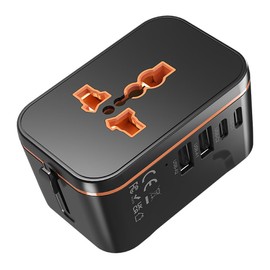 Universal Travel Power Adapter, PD 20W Fast Charging Adapter, International Travel Plug Converter with 2 USB C, 2 USB A Ports, Travel Charger for EU UK USA AU