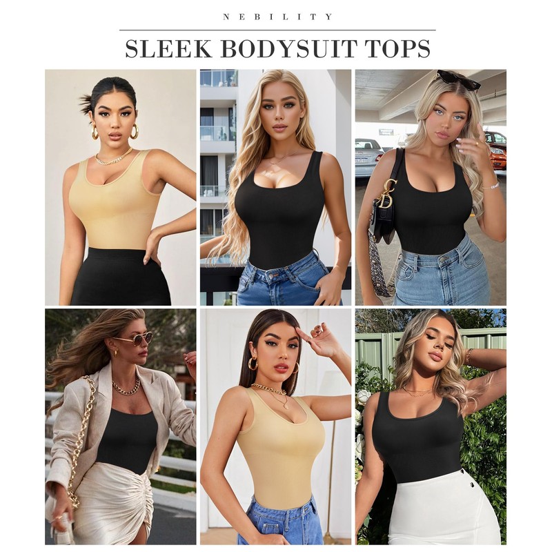 Nebility Womens' Waist Trainer Seamless Round Neck Tummy Control Shapewear