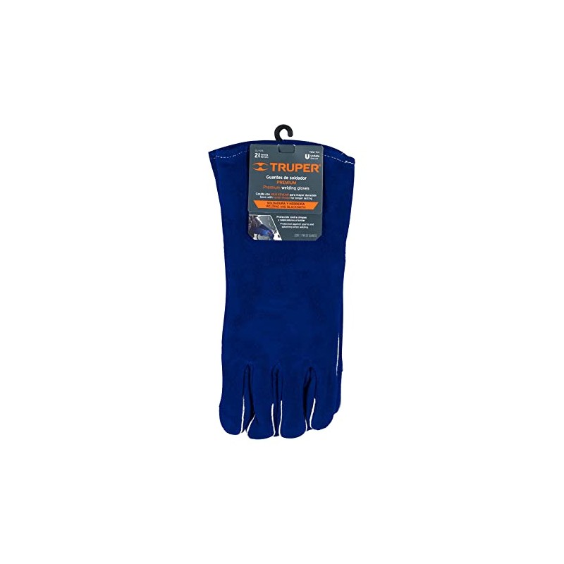 Truper GU-515, Guantes de carnaza, para soldador, puño largo de
