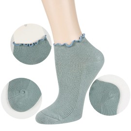 Benefeet Sox Ruffle Ankle Socks for Women Casual Cotton Frilly Socks Girls Cute Novelty Lettuce Trim Low Cut Dress Sock Solid Color 5 Pack