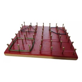 CASTILLO DIDÁCTICO Geoplano De Madera 15x15cm. Con 49 Clavos Didáctico