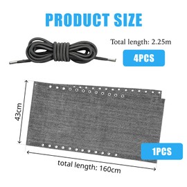 FortuneGlobe Replacement Recliner Cover with 4 Elastic Ropes (160 x 43 cm) Replacement Fabric for Zero Gravity Chair, Folding Chair, Garden Chair, Deck Chair, Outdoor Repair Fabric