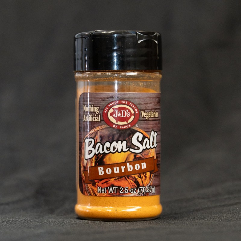 J&D's Bacon Salt, Bourbon, 2.5 Ounce, Bacon Flavored Seasoning, Kosher,