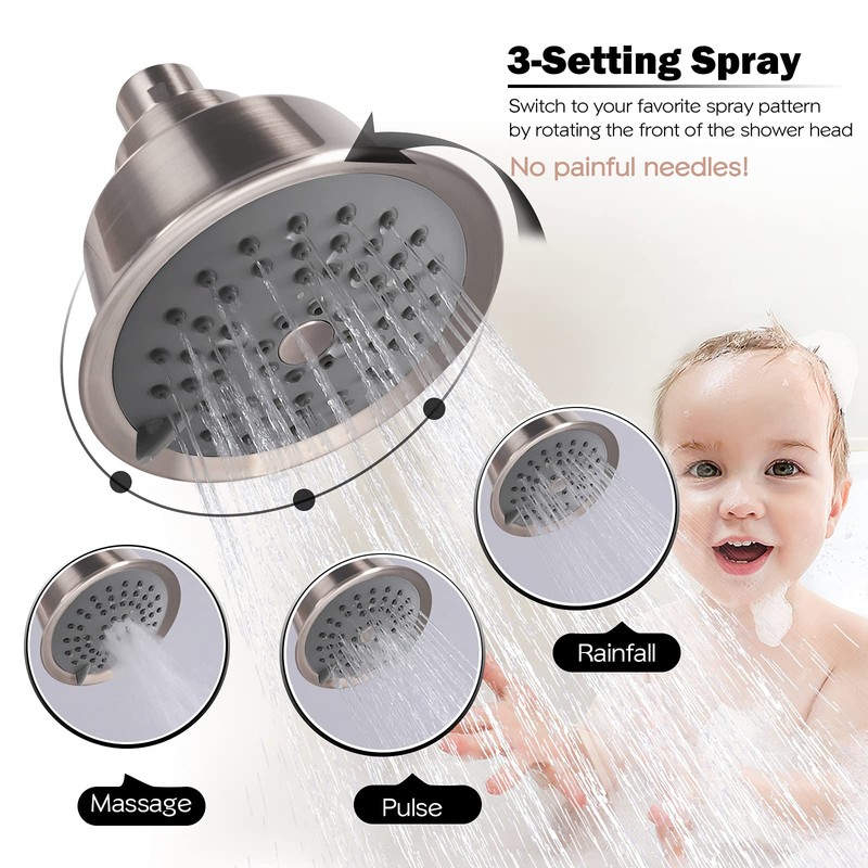 KAPHOME Double Shower Head with Shower Shut-Off Valves,2 Shower Head